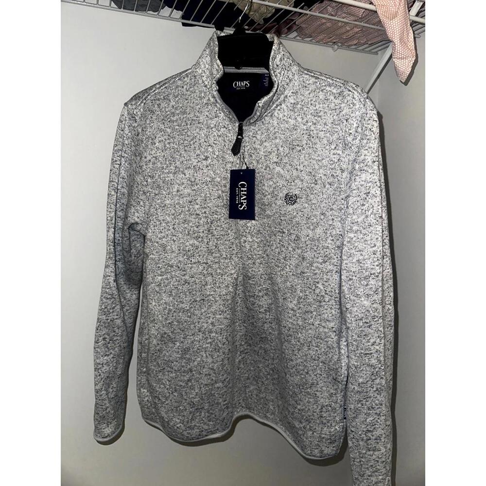 Chaps Heather Gray Quarter-Zip Pullover – Size M – New With Tags
